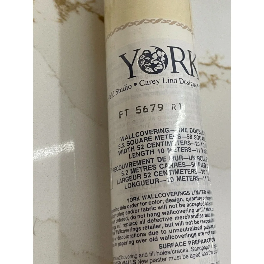 York Carey Lind Wallpaper‎ Yellow White Braid Classic FT5679 56 sq ft 10 m New